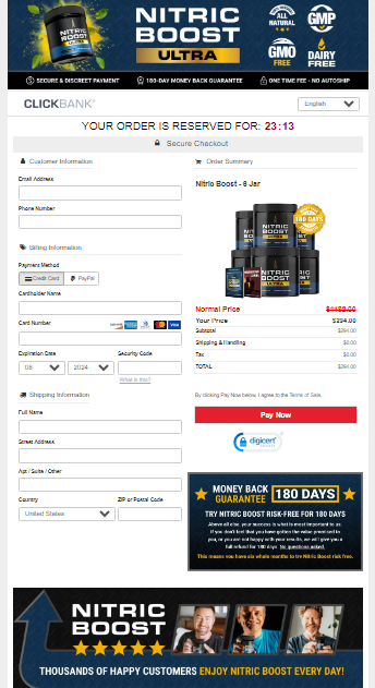 Nitric Boost Ultra Secured Checkout Form